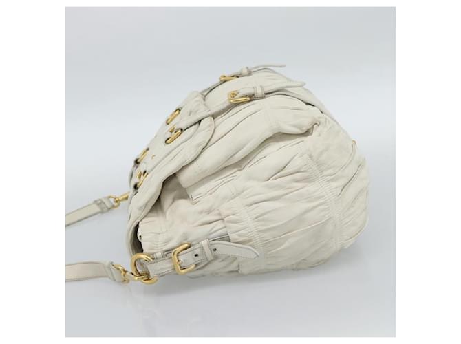 PRADA Shoulder Bag Leather White Gold - vista 3