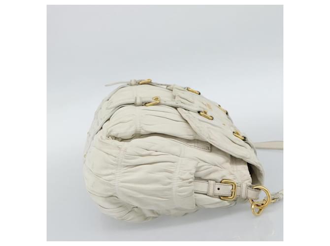 PRADA Shoulder Bag Leather White Gold - vista 4