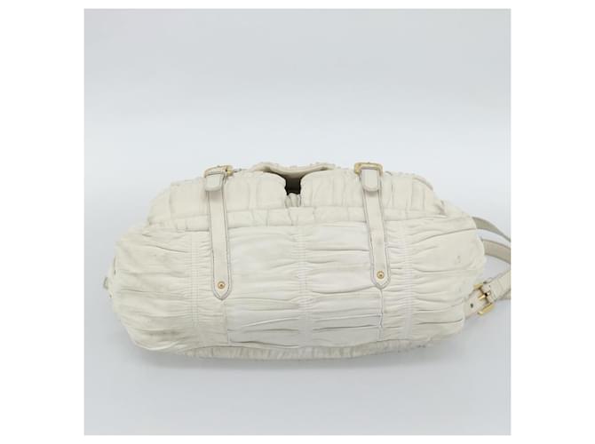 PRADA Shoulder Bag Leather White Gold - vista 5