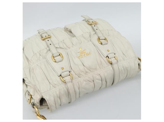 PRADA Shoulder Bag Leather White Gold - vista 6