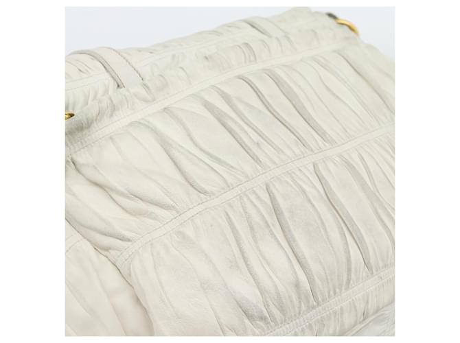 PRADA Shoulder Bag Leather White Gold - vista 9