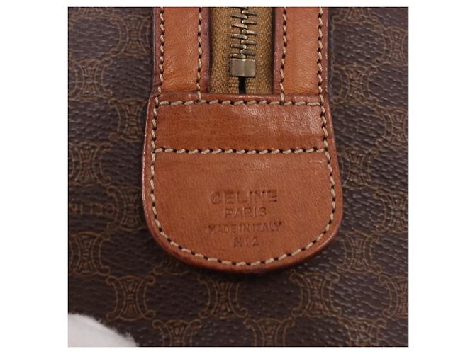 Céline CELINE Macadam Canvas Boston Bag PVC Leather Brown Gold - vista 12