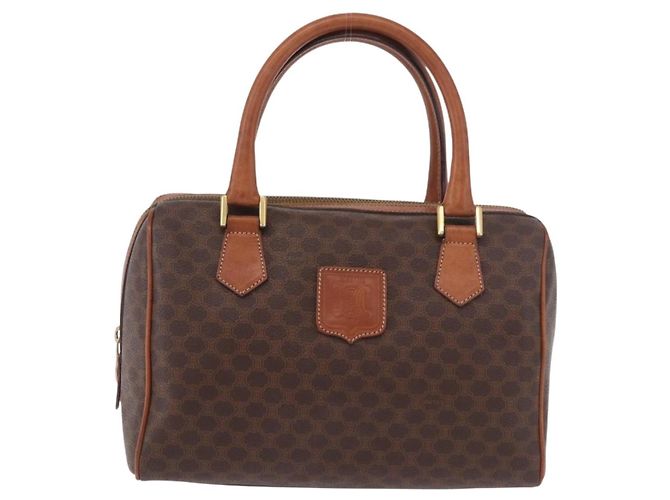 Céline CELINE Macadam Canvas Boston Bag PVC Leather Brown Gold - vista 13
