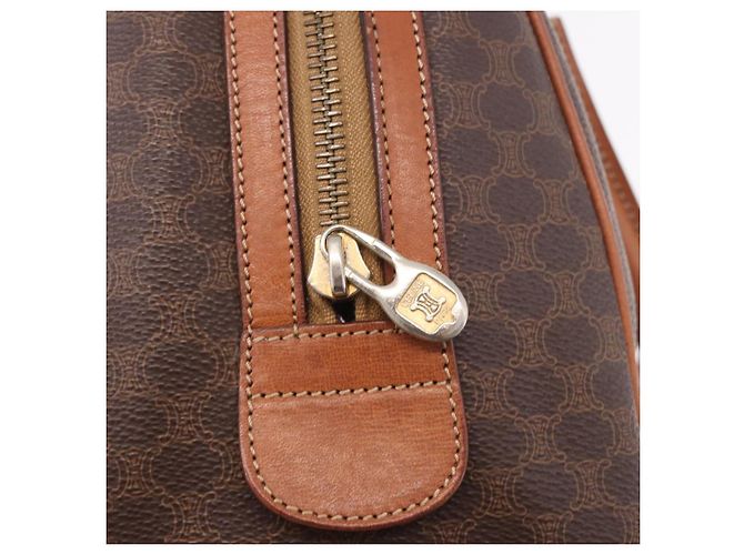 Céline CELINE Macadam Canvas Boston Bag PVC Leather Brown Gold - vista 17