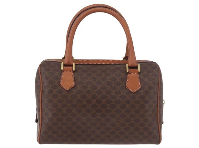 Céline CELINE Macadam Canvas Boston Bag PVC Leather Brown Gold - vista 2
