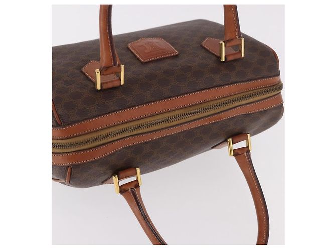 Céline CELINE Macadam Canvas Boston Bag PVC Leather Brown Gold - vista 6