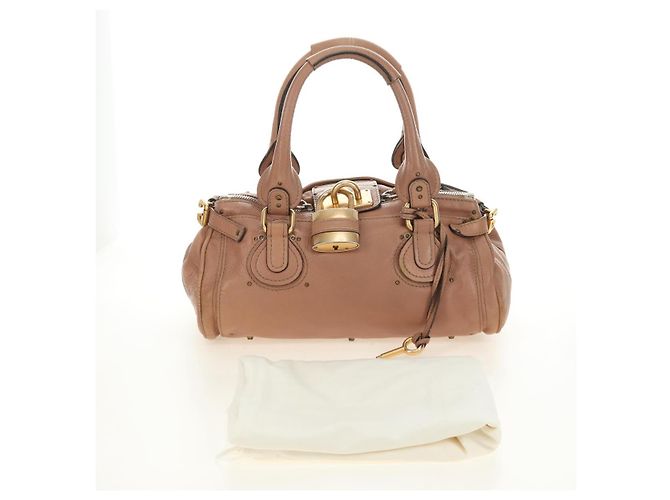 Chloé Chloe Paddington Hand Bag Leather Beige Gold Silver - vista 12