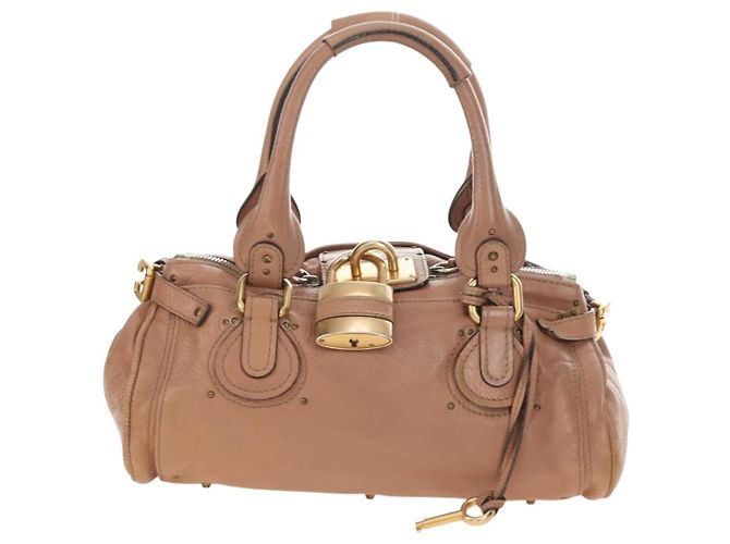 Chloé Chloe Paddington Hand Bag Leather Beige Gold Silver - vista 13