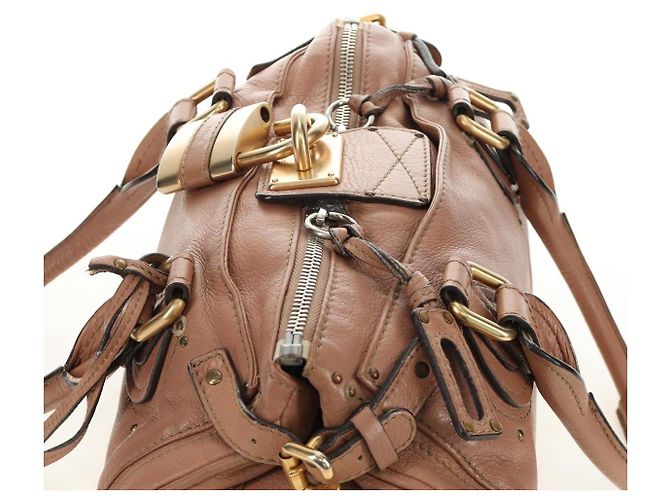 Chloé Chloe Paddington Hand Bag Leather Beige Gold Silver - vista 14