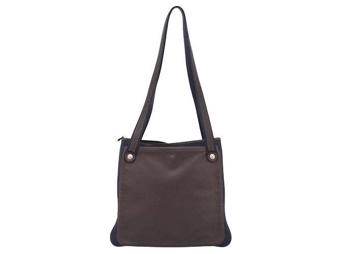 Hermès HERMES Mrs. Hippies Shoulder Bag Leather Navy Dark Brown - vista 13