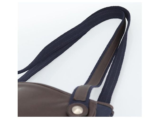Hermès HERMES Mrs. Hippies Shoulder Bag Leather Navy Dark Brown - vista 14