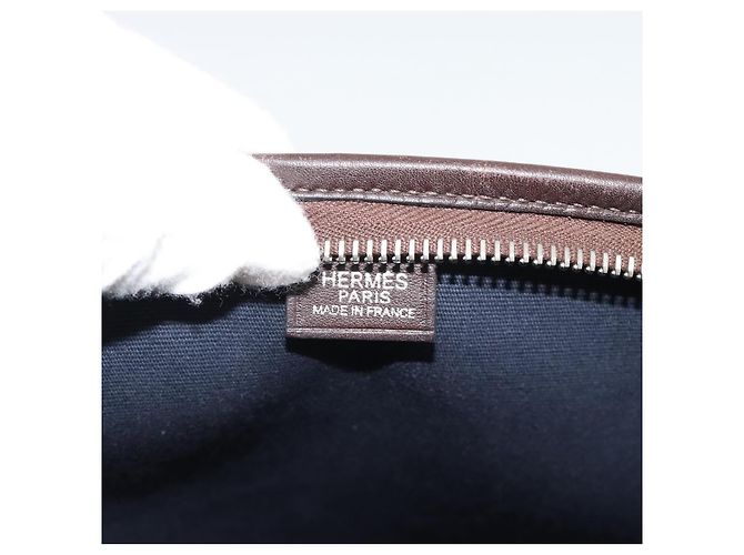 Hermès HERMES Mrs. Hippies Shoulder Bag Leather Navy Dark Brown - vista 19