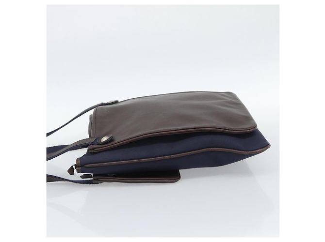 Hermès HERMES Mrs. Hippies Shoulder Bag Leather Navy Dark Brown - vista 3