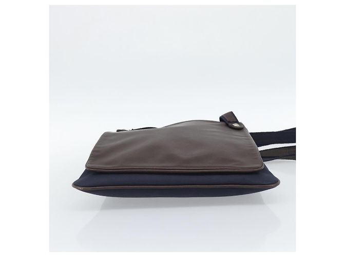 Hermès HERMES Mrs. Hippies Shoulder Bag Leather Navy Dark Brown - vista 5