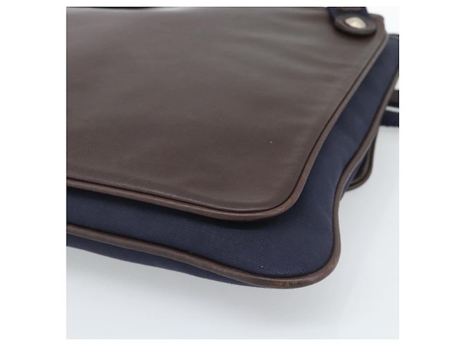 Hermès HERMES Mrs. Hippies Shoulder Bag Leather Navy Dark Brown - vista 8