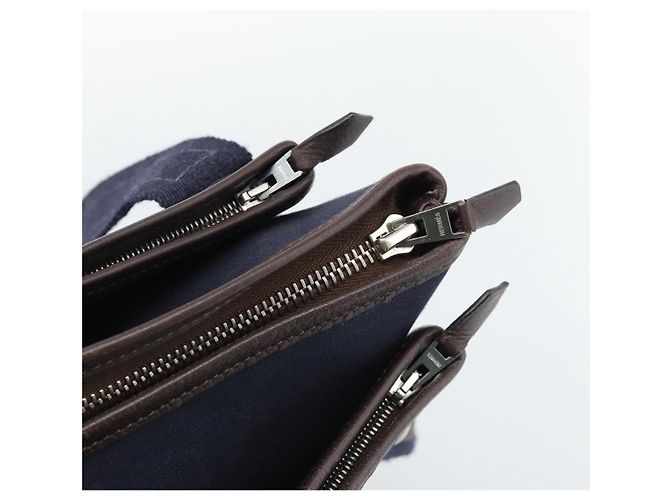 Hermès HERMES Mrs. Hippies Shoulder Bag Leather Navy Dark Brown - vista 9