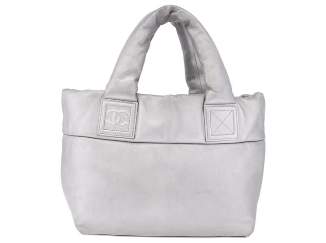 CHANEL Cococoon Tote Bag Leather Silver CC - vista 13