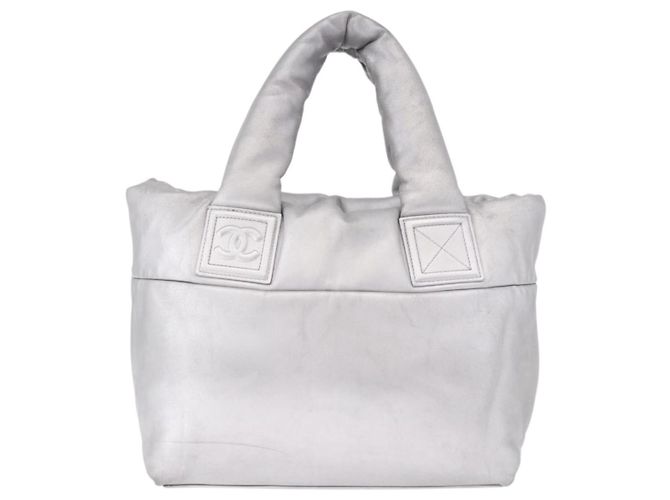 CHANEL Cococoon Tote Bag Leather Silver CC - vista 2