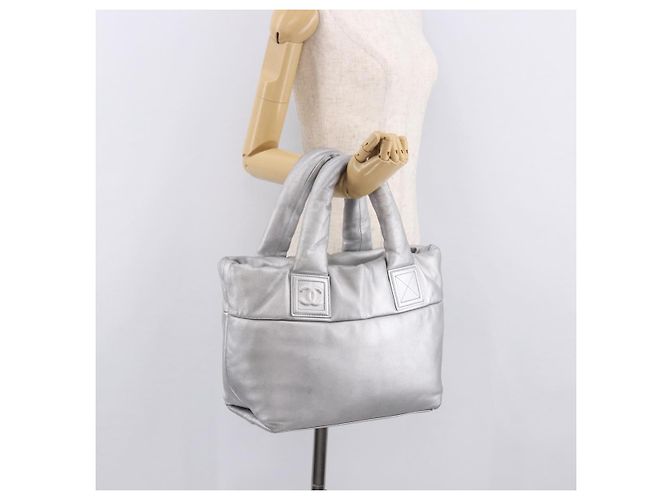 CHANEL Cococoon Tote Bag Leather Silver CC - vista 22