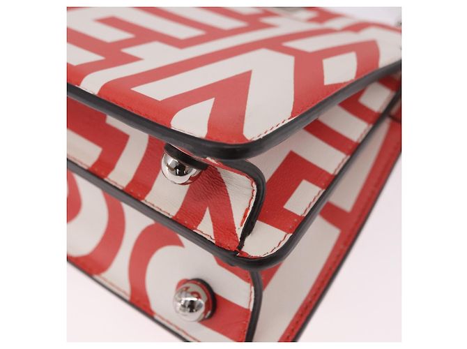 FENDI Mini Peek A Boo Hand Bag Leather 2way White Silver - vista 19