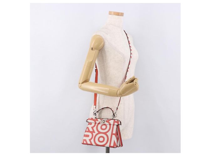 FENDI Mini Peek A Boo Hand Bag Leather 2way White Silver - vista 28
