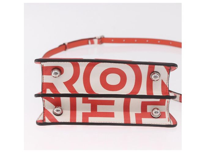FENDI Mini Peek A Boo Hand Bag Leather 2way White Silver - vista 5