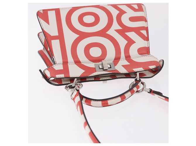 FENDI Mini Peek A Boo Hand Bag Leather 2way White Silver - vista 6
