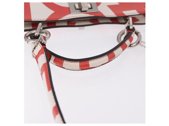 FENDI Mini Peek A Boo Hand Bag Leather 2way White Silver - vista 7