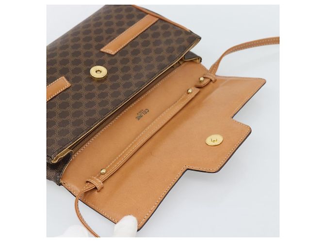Céline CELINE Macadam Canvas Shoulder Bag PVC Leather Brown Gold - vista 10