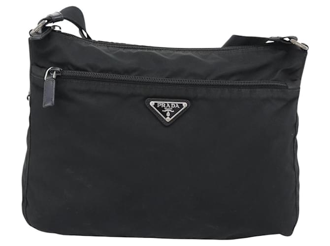 PRADA Nylon Shoulder Bag Black Silver - vista 2