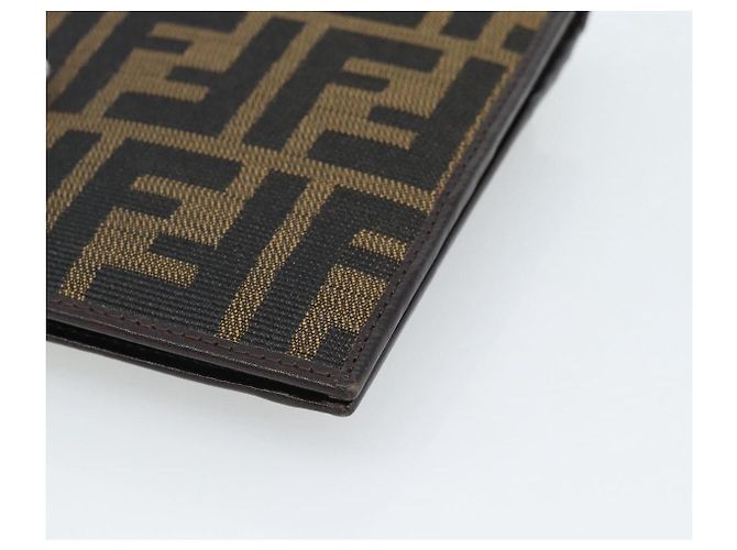 FENDI Zucca Canvas Shoulder Wallet Brown Black - vista 12