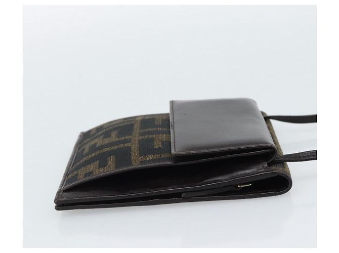FENDI Zucca Canvas Shoulder Wallet Brown Black - vista 5