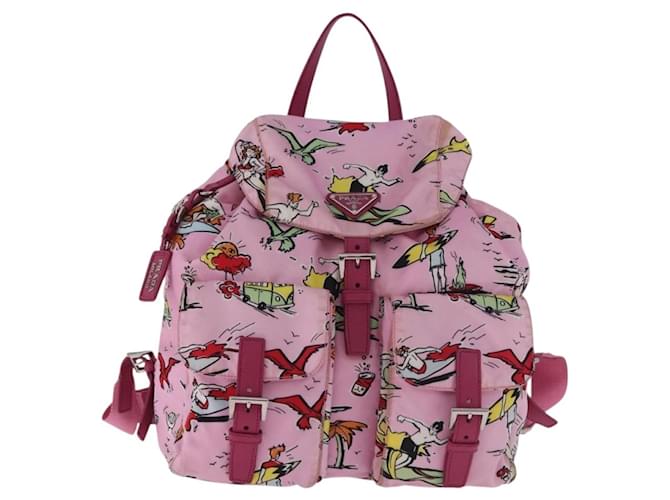 PRADA Backpack Nylon Pink Silver - vista 2