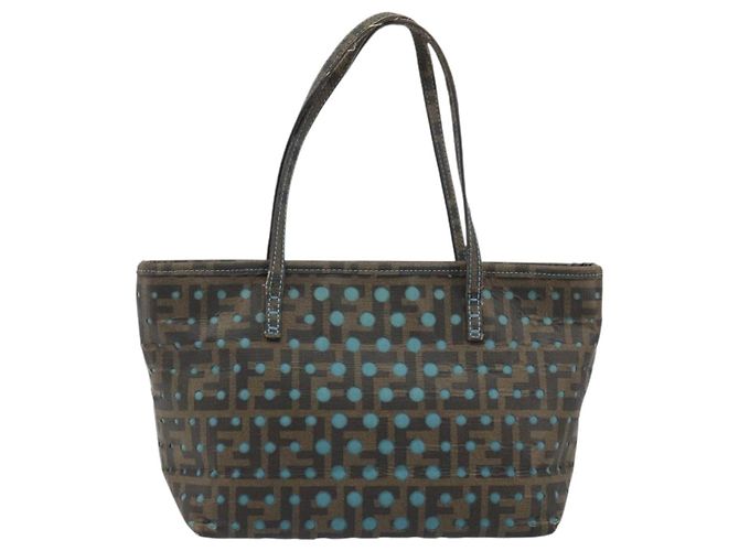 FENDI Zucca Canvas Hand Bag PVC Black Brown - vista 2