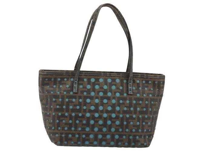 FENDI Zucca Canvas Hand Bag PVC Black Brown - vista 3