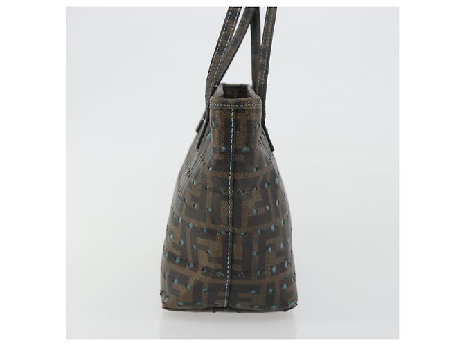 FENDI Zucca Canvas Hand Bag PVC Black Brown - vista 4