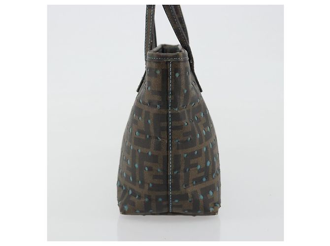 FENDI Zucca Canvas Hand Bag PVC Black Brown - vista 5