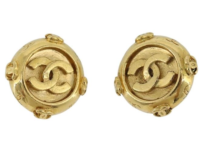 CHANEL Earring Metal Gold Tone CC - vista 2