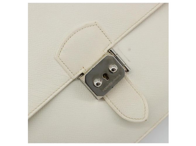 Hermès HERMES Sac Adepeche 27 Hand Bag Leather White Silver - vista 17