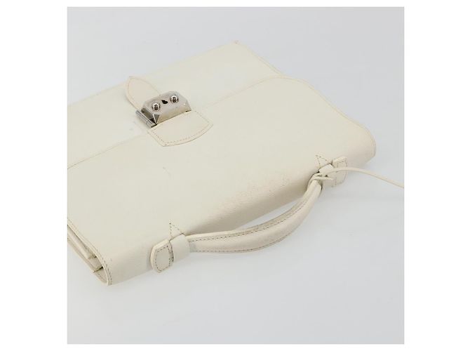 Hermès HERMES Sac Adepeche 27 Hand Bag Leather White Silver - vista 6