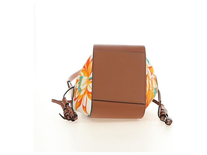 LOEWE Anagram Mini Hammock Drawstring Bag Leather 2way Brown - vista 12