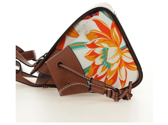 LOEWE Anagram Mini Hammock Drawstring Bag Leather 2way Brown - vista 4