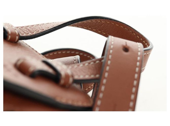 LOEWE Anagram Mini Hammock Drawstring Bag Leather 2way Brown - vista 8