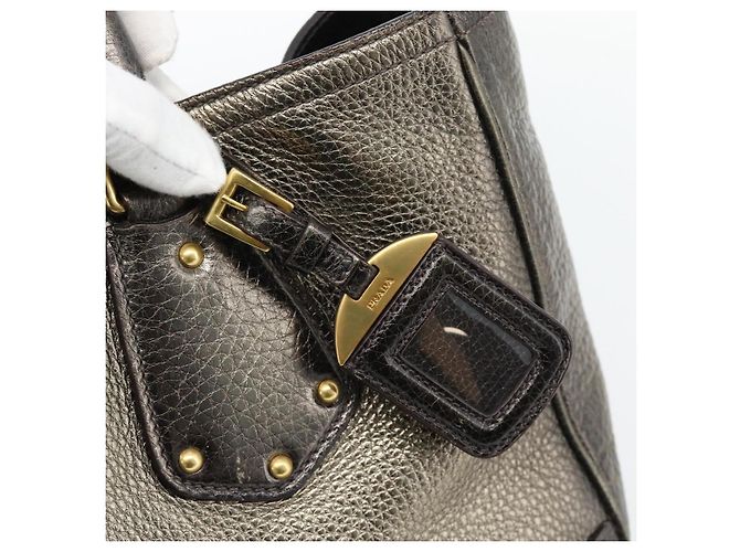 PRADA Tote Bag Leather 2way Gold - vista 16