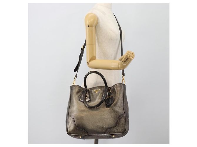 PRADA Tote Bag Leather 2way Gold - vista 24