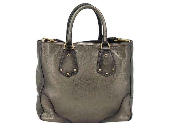 PRADA Tote Bag Leather 2way Gold - vista 3