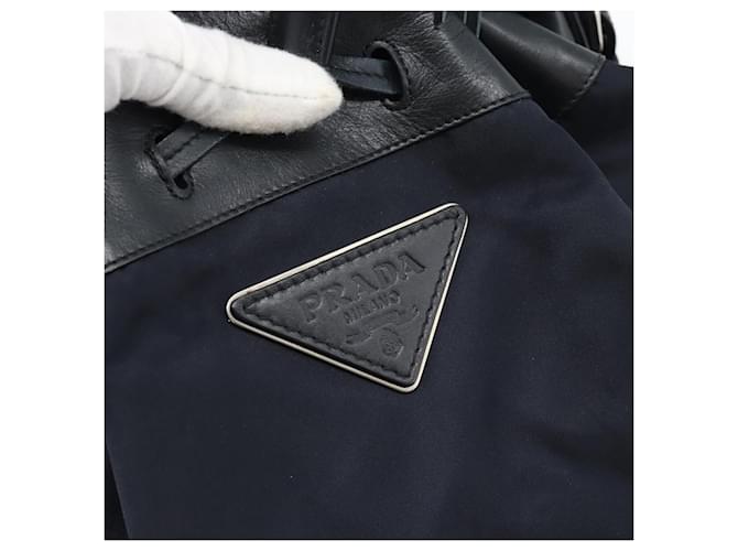 PRADA Shoulder Bag Nylon Leather Black Silver - vista 14