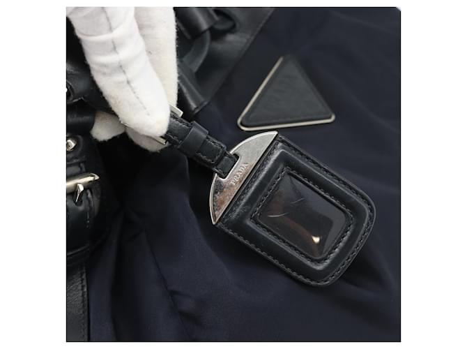 PRADA Shoulder Bag Nylon Leather Black Silver - vista 15