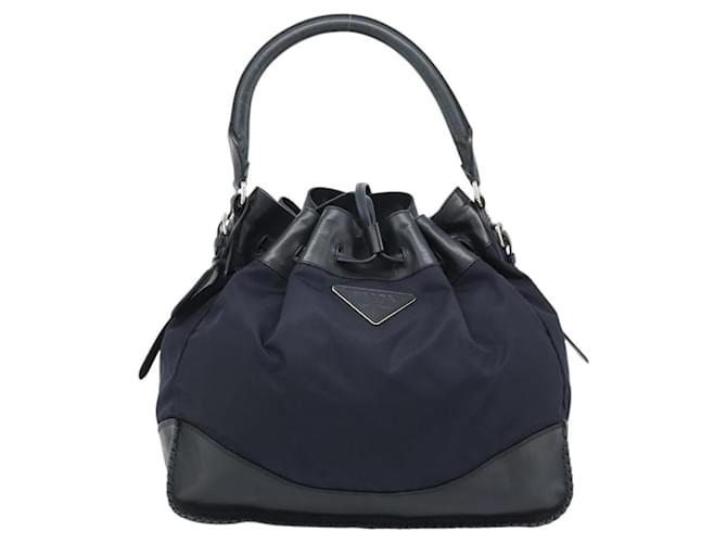 PRADA Shoulder Bag Nylon Leather Black Silver - vista 2