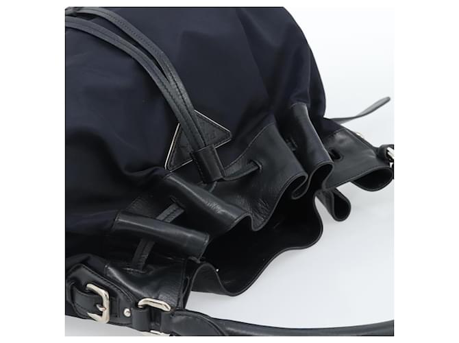 PRADA Shoulder Bag Nylon Leather Black Silver - vista 6